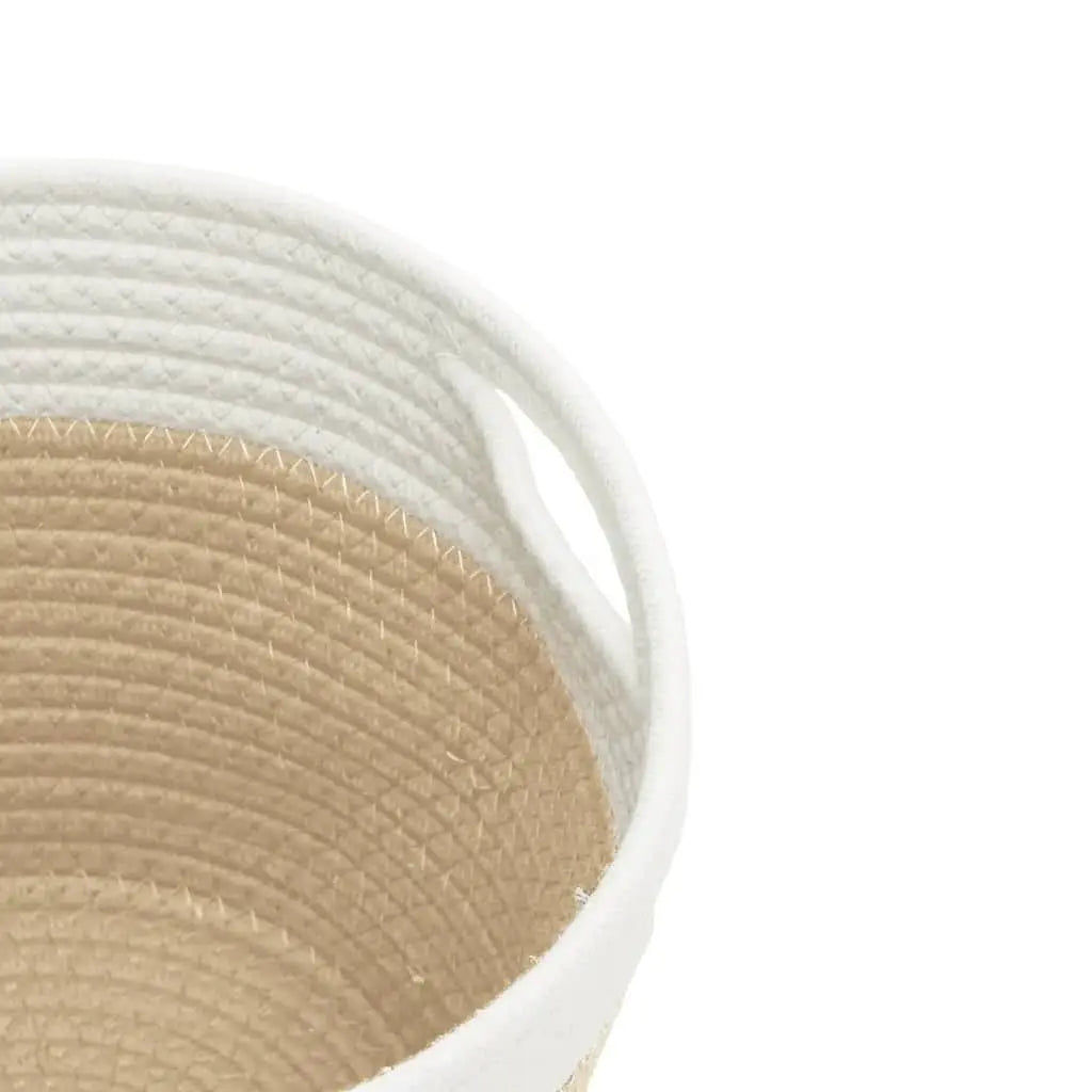 Cotton Beige and White Storage Basket