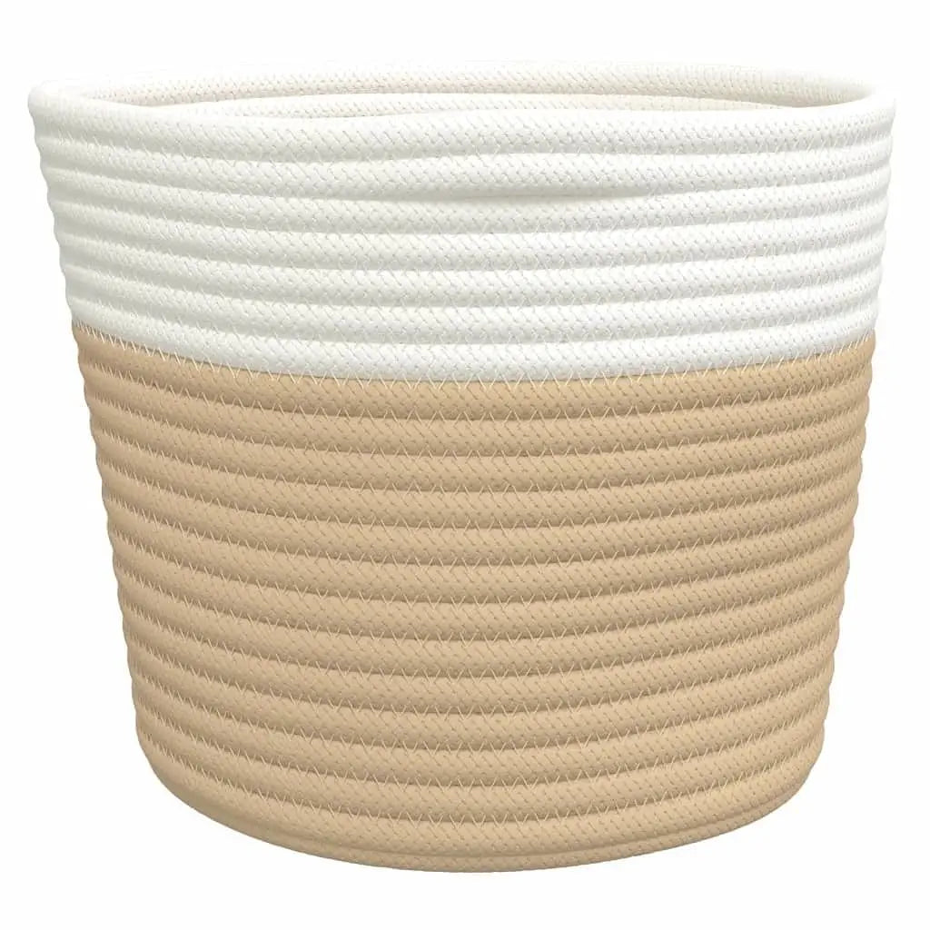 Cotton Beige and White Storage Basket