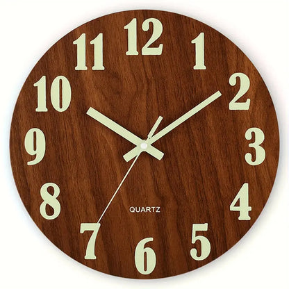 12 Inch Wooden Simple Luminous Wall Clock