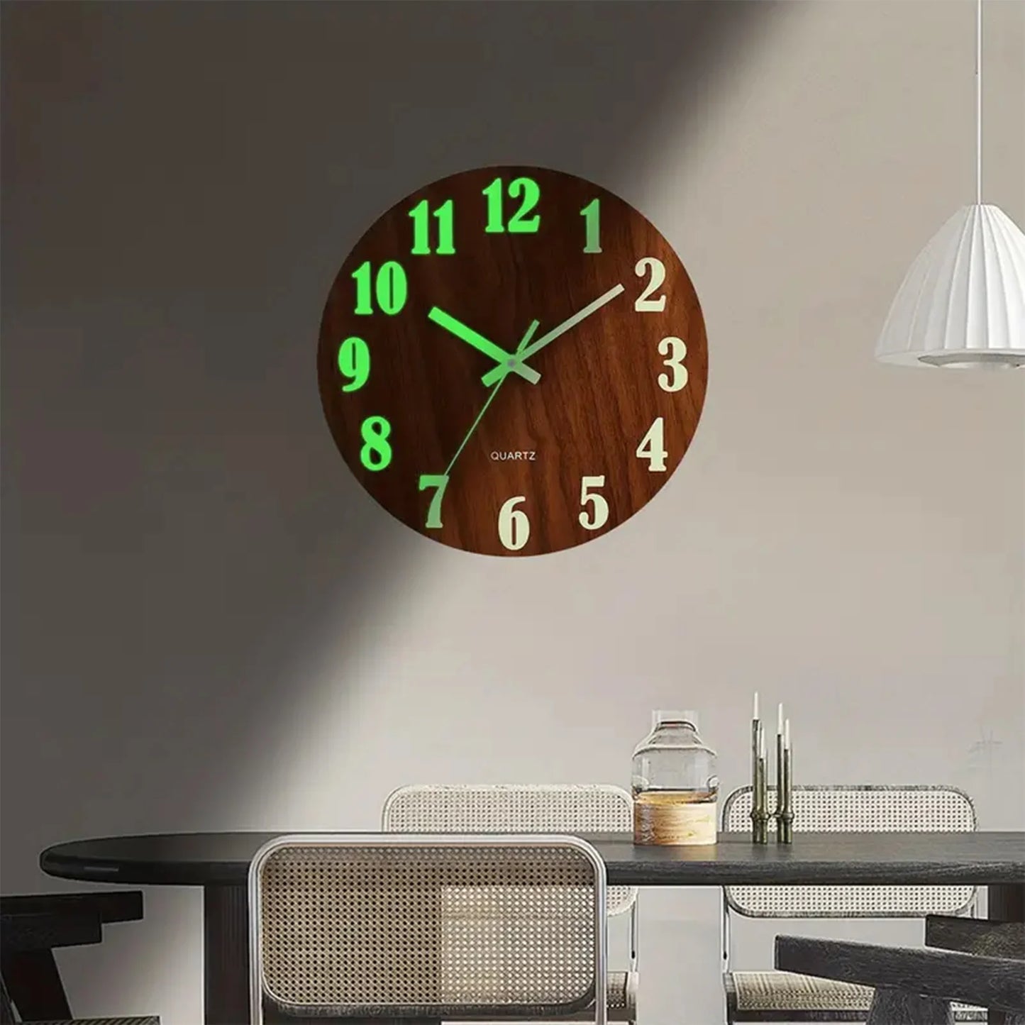 12 Inch Wooden Simple Luminous Wall Clock