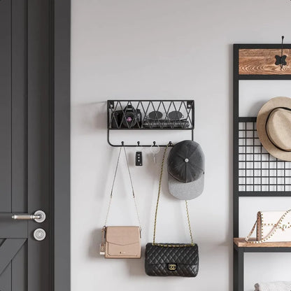Entryway Mail Holder with Key Hooks