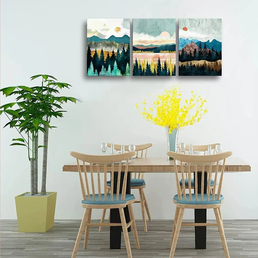 Abstract Wall Art Forest Mountain 3-piece set